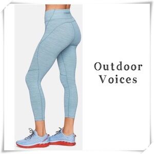 Outdoor Voices Core 3/4 Leggings Workout Tights Light Blue Green